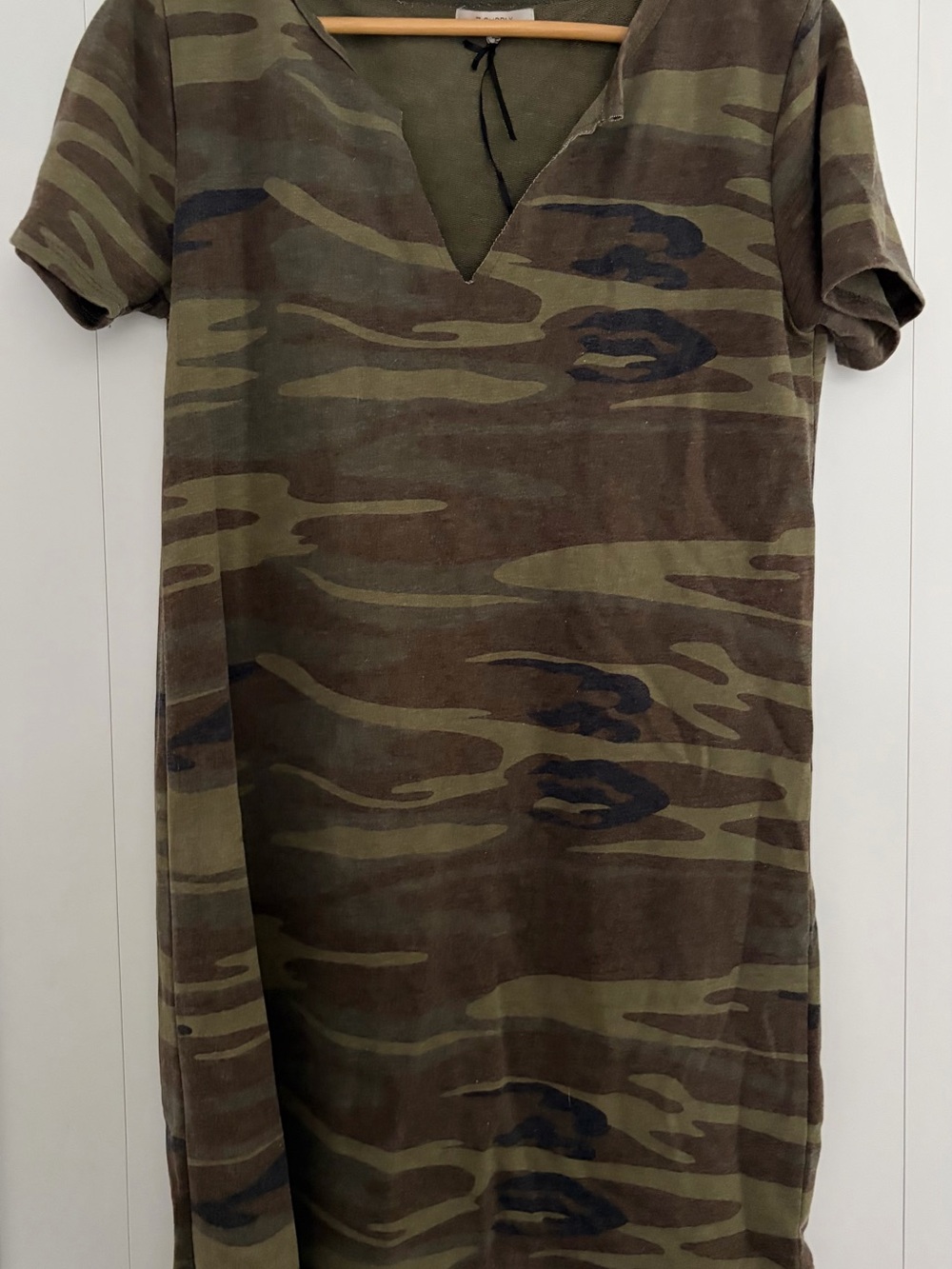 Z Supply Olive Green Camo V-Neck Shift Dress